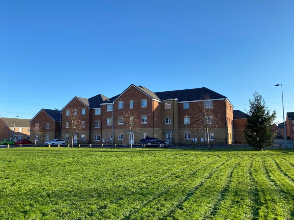 Image shows block of houses